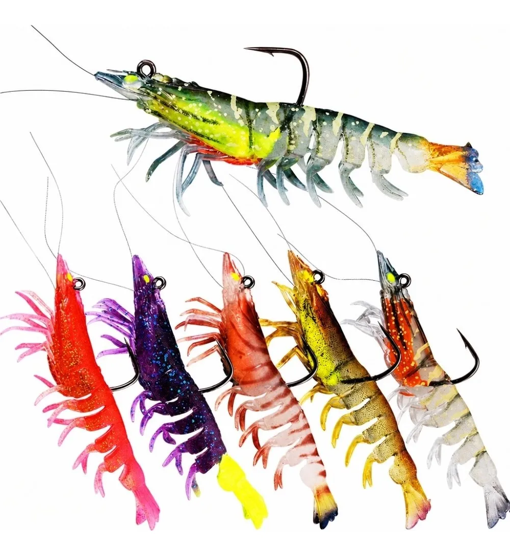 Señuelo Pesca Camarón Luminoso Hundible Kit 6u 9cm 12g
