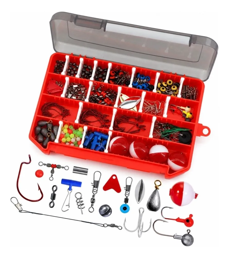 Kit Pesca 263 Piezas Anzuelos Plomadas Accesorios