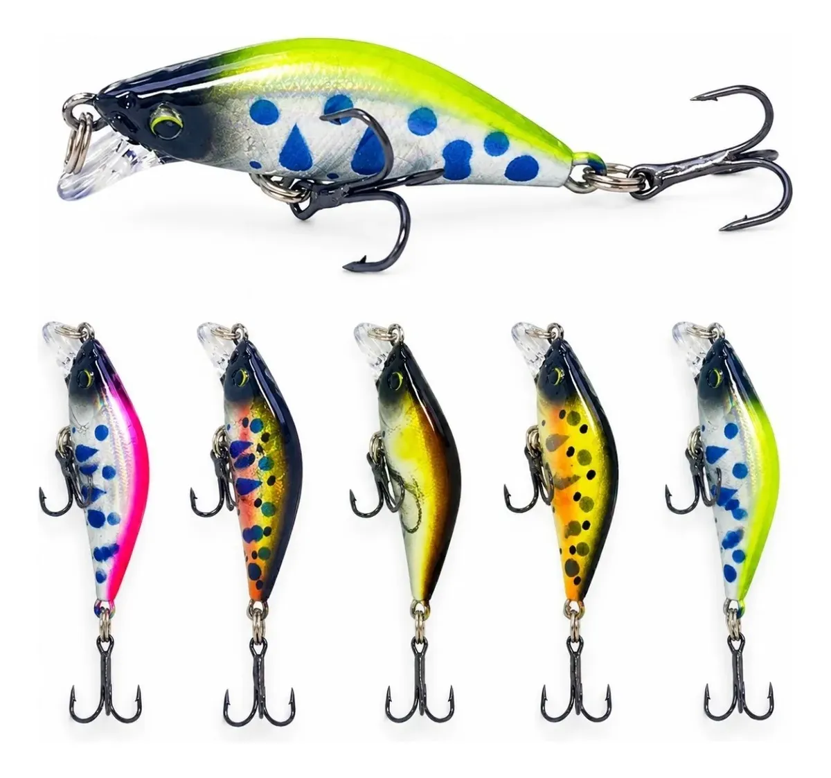 Señuelo Minnow Hundible 35mm 3.35g Kit 6 Agua Dulce