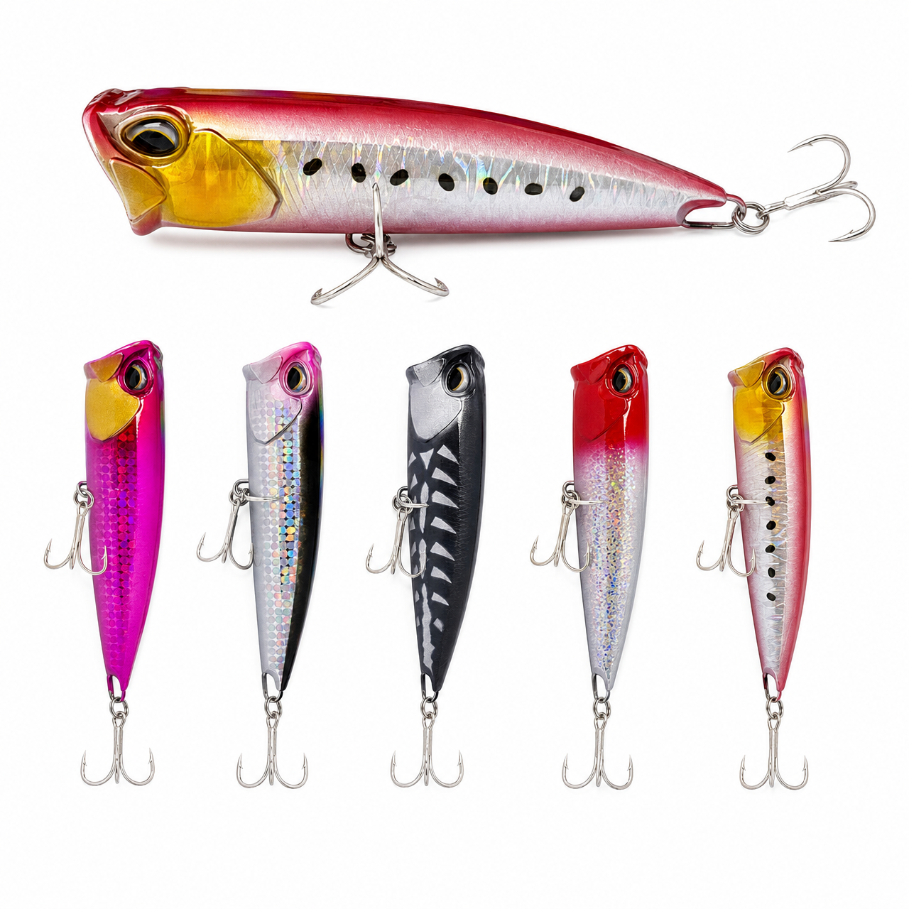 Señuelos Popper Flotantes 118mm 26g Pesca Kit 6 Piezas