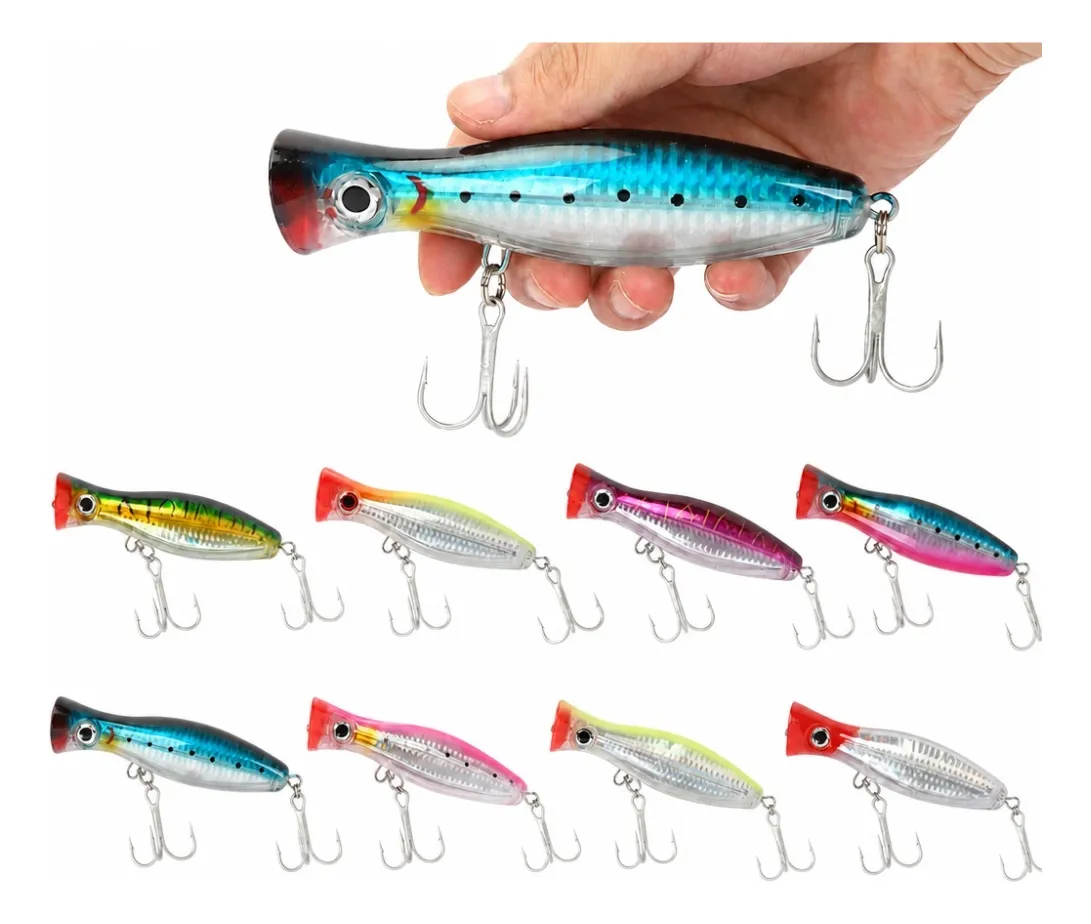 Señuelos Popper Pesca Superficial Mar 8 Piezas 43g 120mm